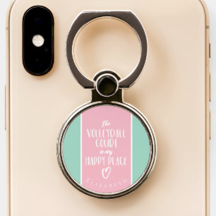 pink mint girly volleyball court is my happy place phone ring stand