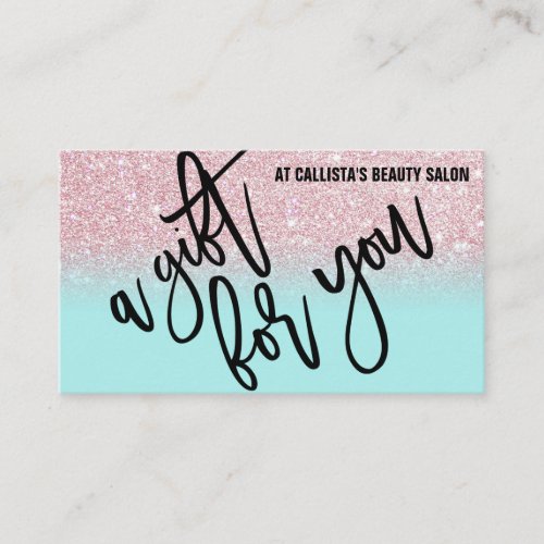 Pink Mint Glitter Typography Gift Certificate