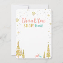 Pink, Mint & Gold Winter wonderland Thank you Note Card