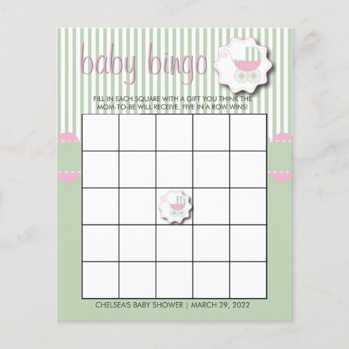 Pink  Mint Green Baby Buggy _ Bingo Flyer