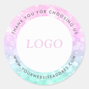 Pink & Mint-green Faux Bokeh Glitter Classic Round Sticker