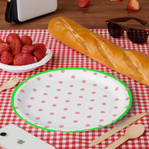 Pink Mint Green Geometric Polka Dots  Paper Plates