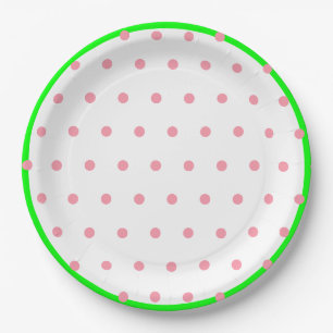 Pink Mint Green Geometric Polka Dots Paper Plates