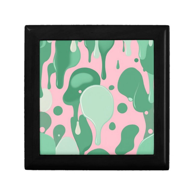 Pink Mint Green Melting Drip Pattern Abstract  Gift Box (Front)