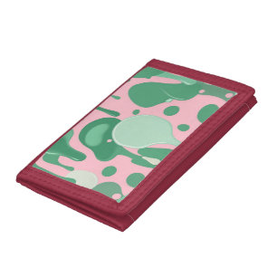 Pink Mint Green Melting Drip Pattern Abstract  Trifold Wallet