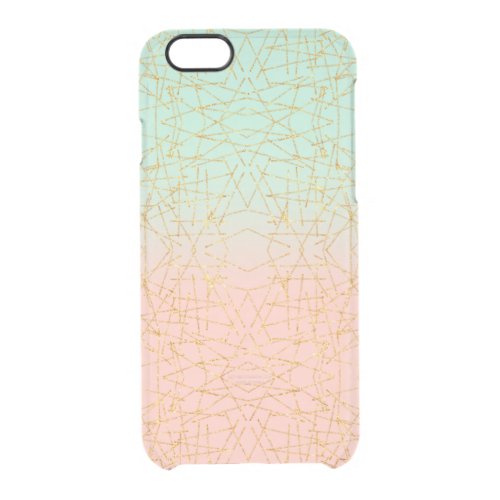 Pink Mint Green Ombre Gold Glitter Geometric Clear iPhone 66S Case