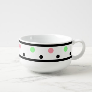 Pink Mint Green Polka Dots Geometric Soup Mug