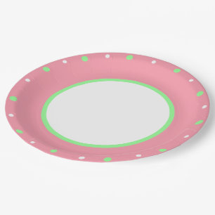 Pink Mint Green Polka Dots Paper Plates