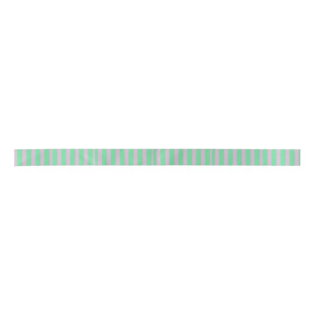 Pink Mint Green Striped Christmas Ribbon (Front)