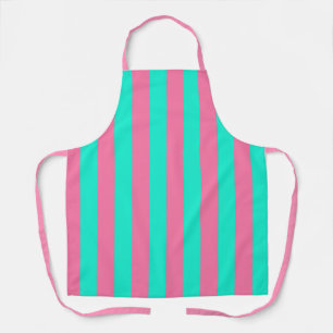 Pink Mint Green Stripes Design Apron