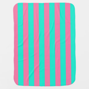 Pink Mint Green Stripes Design Baby Blanket