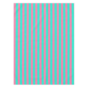 Pink Mint Green Stripes Design Tablecloth