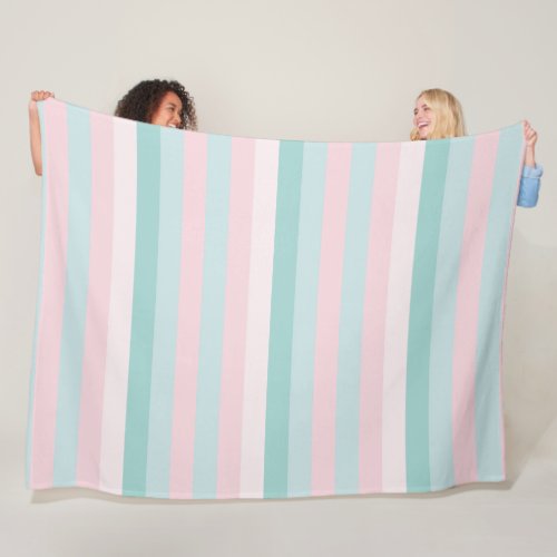 Pink Mint Green Stripes Modern Decorative Template Fleece Blanket