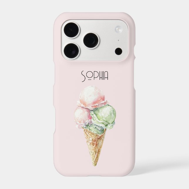 Pink Mint Ice Cream Cone Iphone Case (Back)