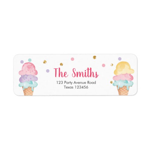 Pink Mint Ice Cream Confetti Return Address Labels