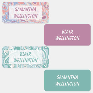 Pink Mint Kids Modern Marble Swirl School Clothing Kids' Labels