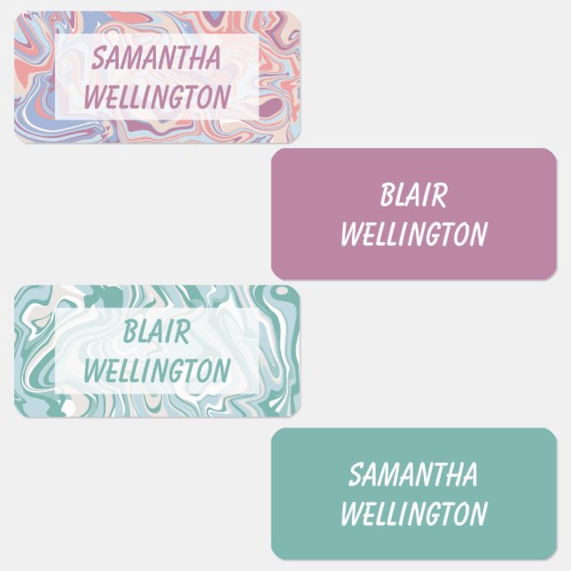Pink Mint Kids Modern Marble Swirl School Clothing Kids' Labels (Group)