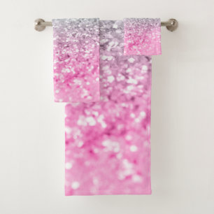 Pink Mint Mermaid Girls Glitter #1 (Faux Glitter) Bath Towel Set