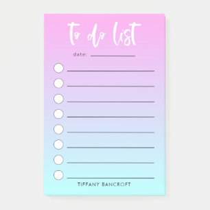 Pink Mint Pastel Ombre To Do List   Add Your Name Post-it Notes