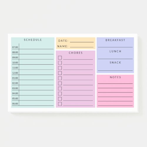 Pink Mint Purple Daily Home School Schedule Post_it Notes