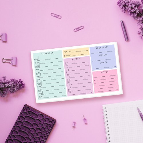 Pink Mint Purple Daily Home School Schedule Post_it Notes