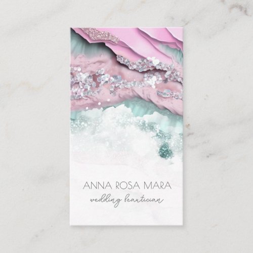 PINK MINT QR Agate Glam Luxe AP66  Business Card