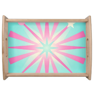 Pink Mint Retro Starburst Glow Serving Tray