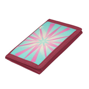 Pink Mint Retro Starburst Glow Trifold Wallet