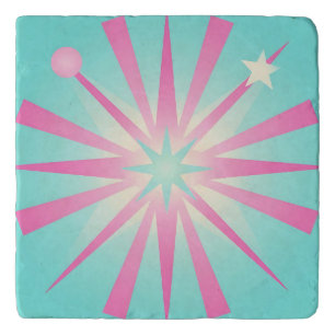 Pink Mint Retro Starburst Glow Trivet