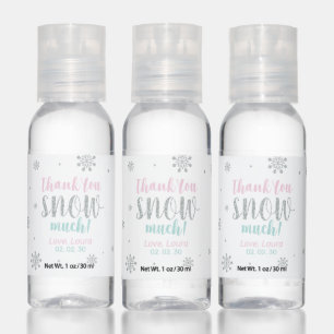 Pink, Mint & Silver Winter Snowflakes Party Favors Hand Sanitizer