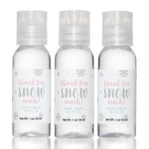 Pink, Mint & Silver Winter Wonderland Party Favors Hand Sanitizer