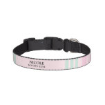Pink &amp; Mint Stripe Custom Name &amp; Number Dog Collar at Zazzle