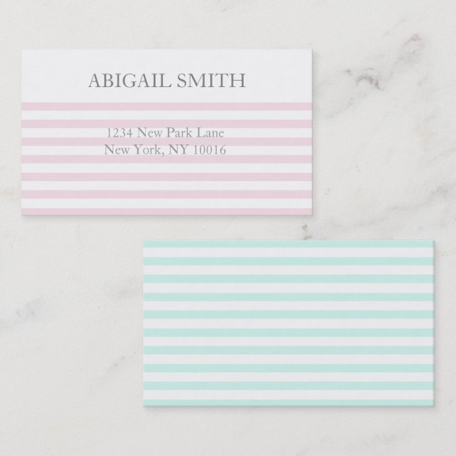 Pink & Mint Stripes - Business Card (Front/Back)