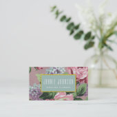 Pink Mint Vintage Floral Business Card (Standing Front)