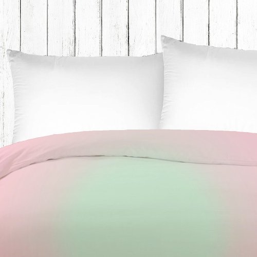 Pink Mint Vintage Ombre Gradient Aura Duvet Cover