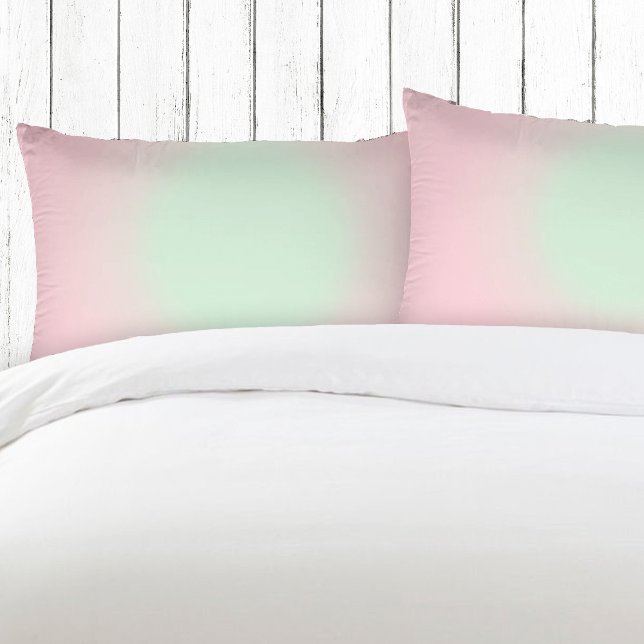 Pink Mint Vintage Ombre Gradient Aura Pillow Case (Creator Uploaded)