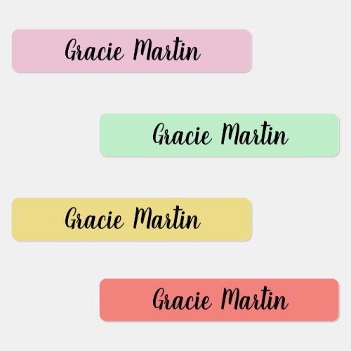 Pink Mint Yellow Teal Coral Round Iron On Name Labels