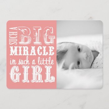 Pink Miracle Girl | Photo Birth Announcement by KaleenaRae at Zazzle