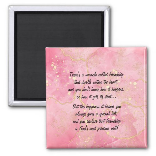 Pink Miracle Of Friendship Poem Magnet