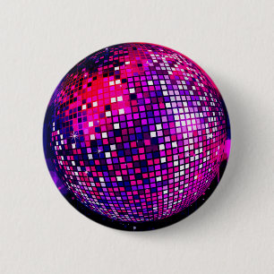Pink Mirror Ball Pinback Button