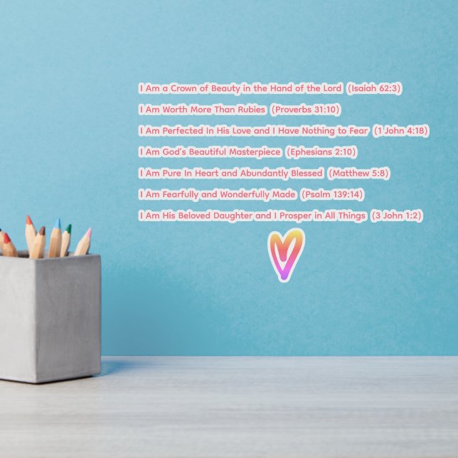 Pink Mirror Sticker I AM Bible Affirmations  (Home Office 3)