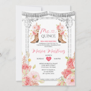 Pink Mis Quince 15 Anos Silver Crown Invitation