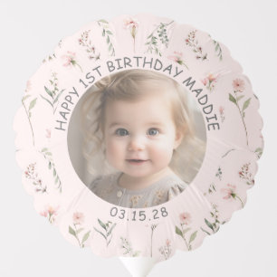 Pink miss onederful 1st birthday photo balloon