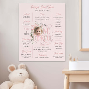 Pink Miss Onederful 1st birthday photo milestone Print