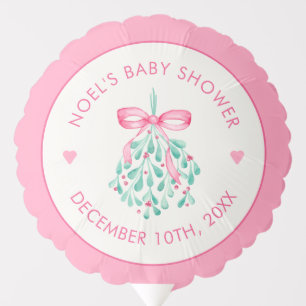 Pink Mistletoe Baby Shower Balloon for Girls