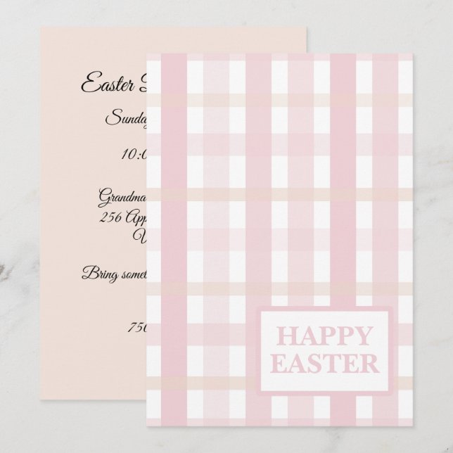 Pink Mix Plaid Invitation (Front/Back)