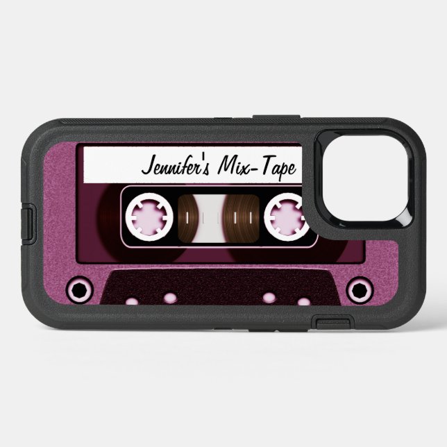 Pink Mix Tape Otterbox iPhone Case (Back Horizontal)