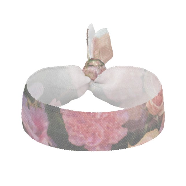 Pink Mixed Flower Bouquet Ribbon Hair Tie (Front)
