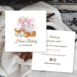 Pink Mixer Sourdough Loaf Thank you Square Business Card