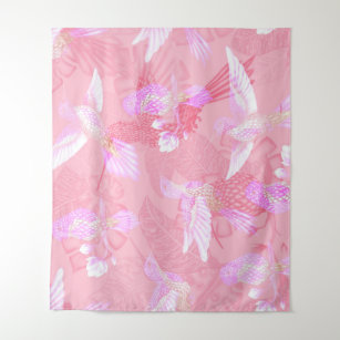 Pink Mockingbird Chinoiserie Pattern Tapestry
